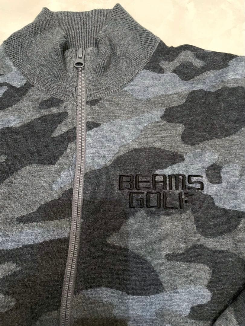 美品　ビームスゴルフ　beams golf フルジップ　セーター　ニット　迷彩