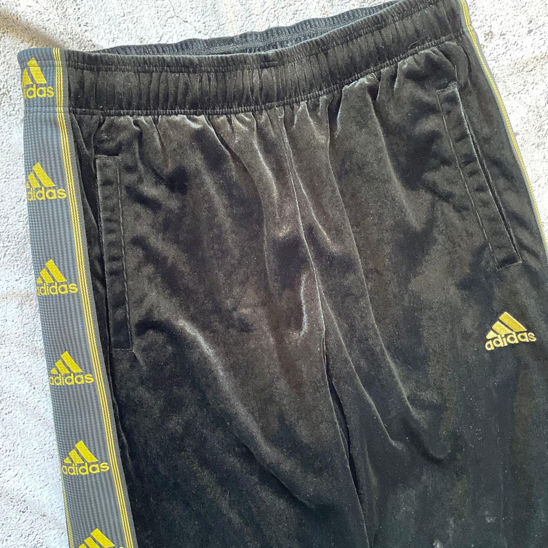 00s adidas ベルベット　ベロア　ジャージ　セットアップ ブラック