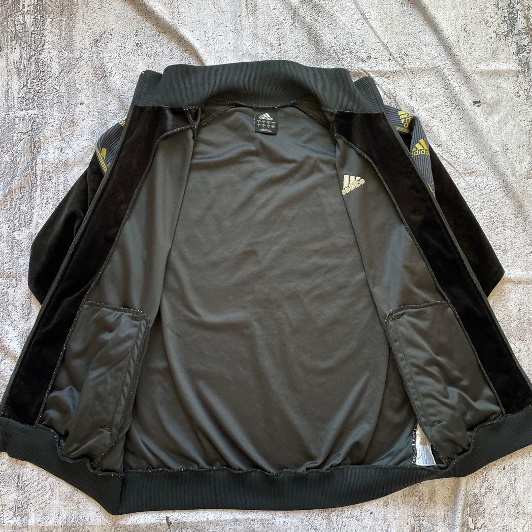 00s adidas ベルベット　ベロア　ジャージ　セットアップ ブラック