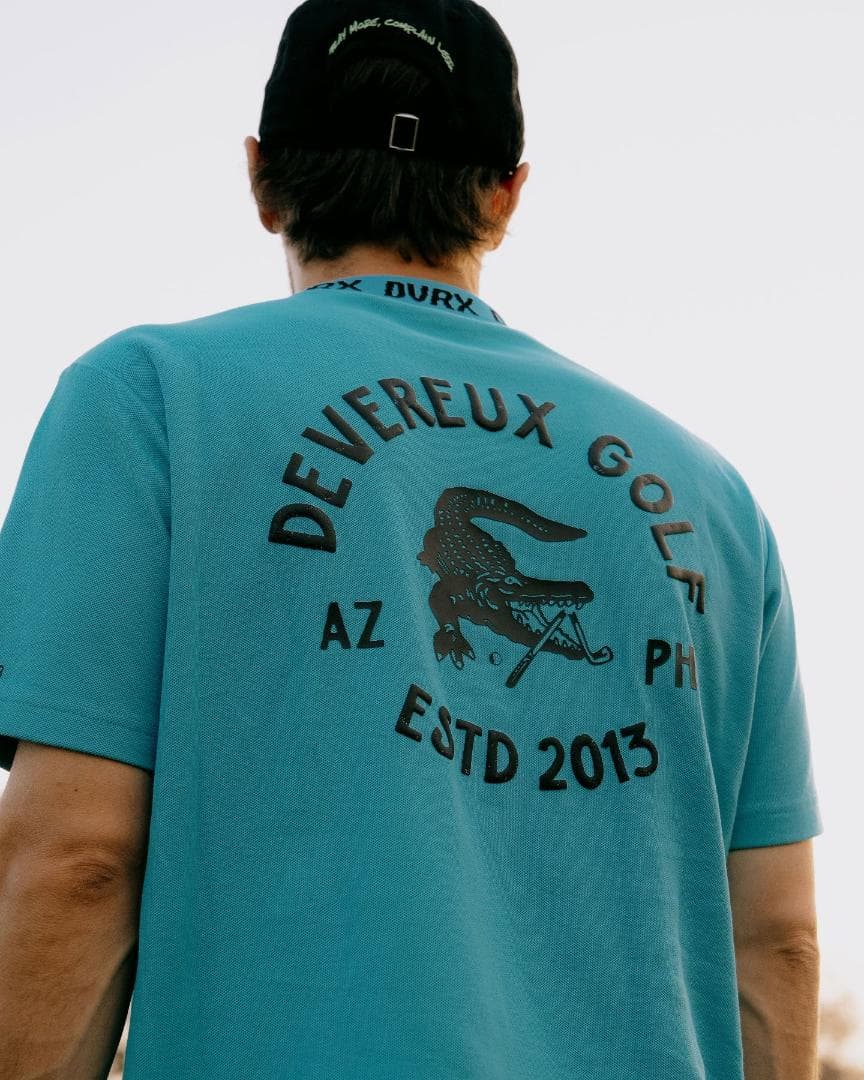 新品【デヴァロー ゴルフ】 Rib モックネッククロコTシャツ XL