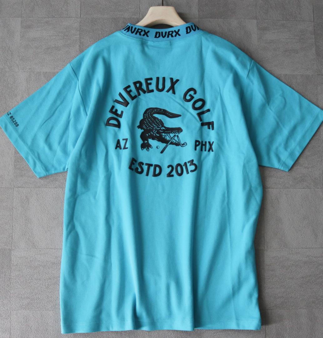 新品【デヴァロー ゴルフ】 Rib モックネッククロコTシャツ XL