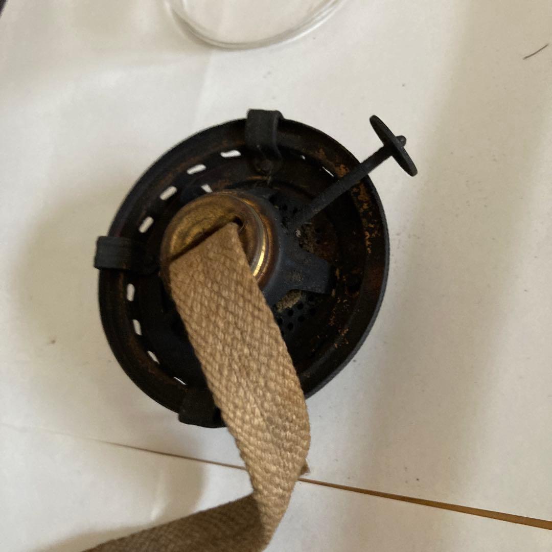 オイルランプ 透明ガラス 緑硝子ベース 高さ　持ち手含めて約４５cm