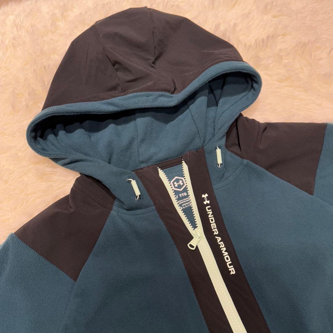アンダーアーマー 上下ジャージ フード付 セットアップ フリース 青 2XL