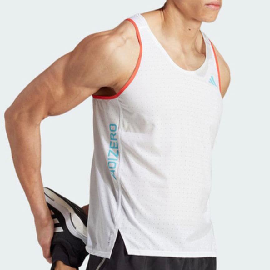 ■adidas ADIZERO シングレット 白M ランニング タンクトップ■