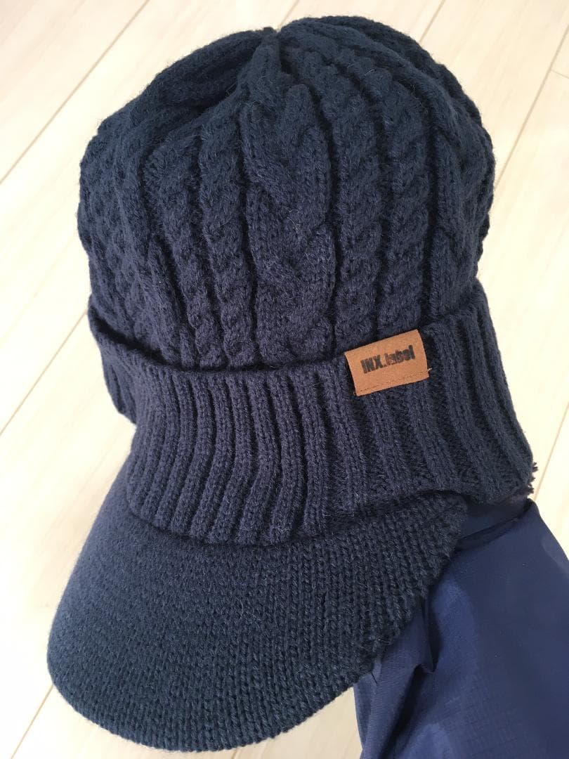 INX.label　裏ボア付きケーブル編みニットキャップ