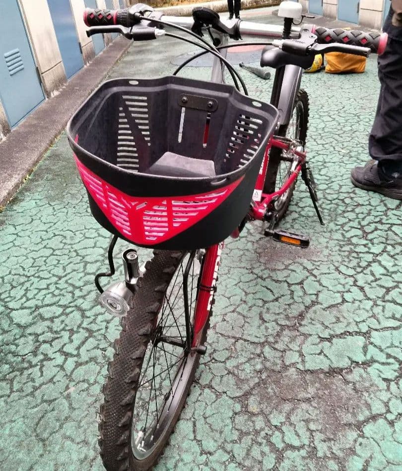 子供用自転車 赤 前部バスケット付き 　ドライド 20インチ