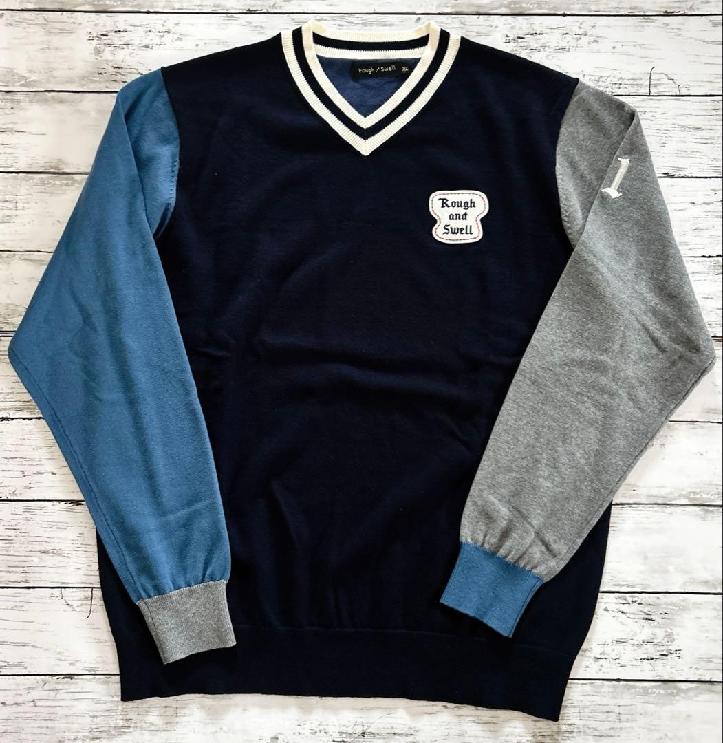 大きいサイズ　rough & swell　XL　ニット　Vネック　セーター