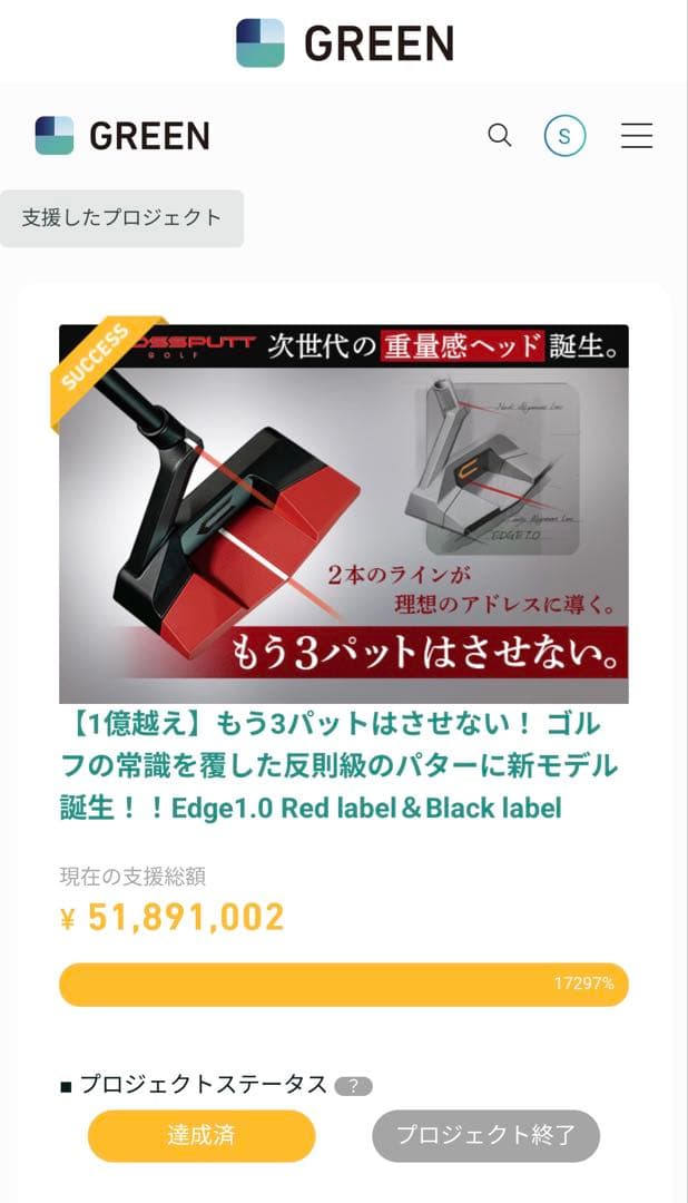 CROSSPUTT Edge1.0 Black Label ヘッドカバー付き
