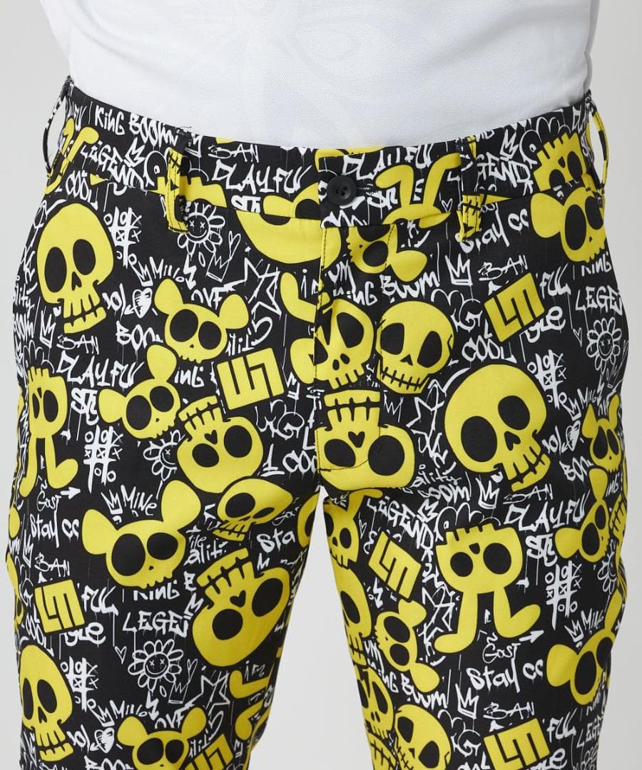 ★新品★ラウドマウスゴルフ★ストレッチツイル柄パンツ★XL★アニマルスカルズ