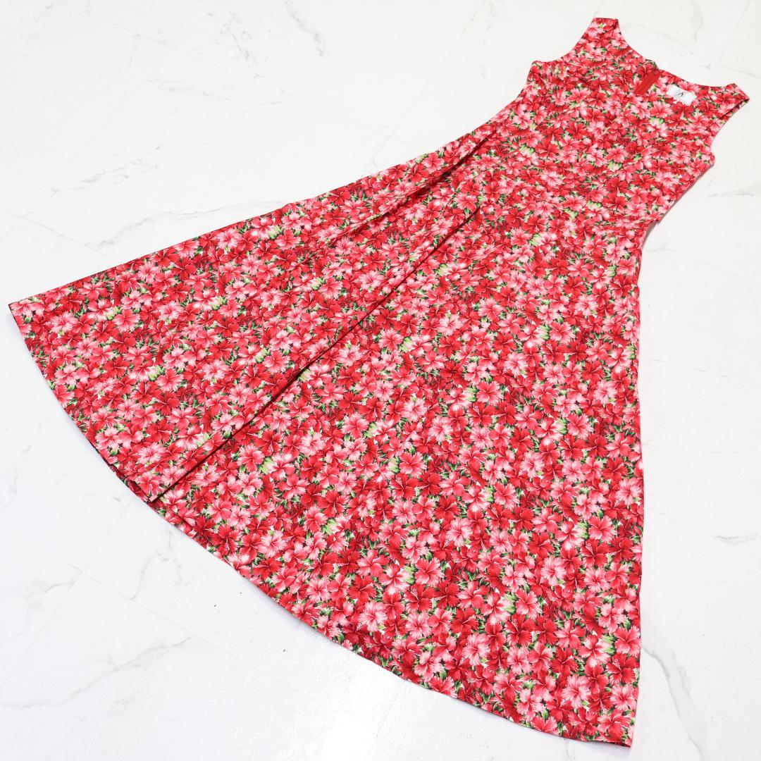 【美品 日本製 フラダンス衣装】赤 ALOHASTANDARDS ワンピース