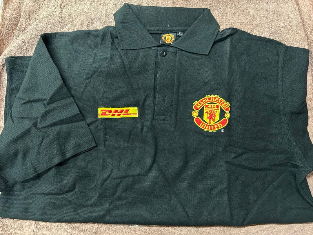 Manchester United XL ポロシャツ DHL サッカー ブラック