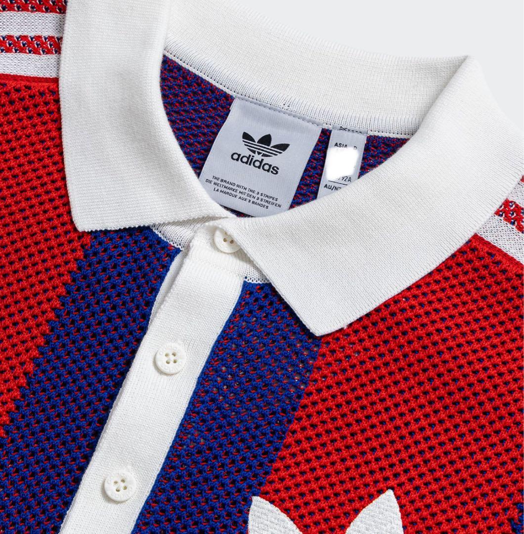 新品M Adidas ショートスリーブ ポロシャツ レッド　JL5987