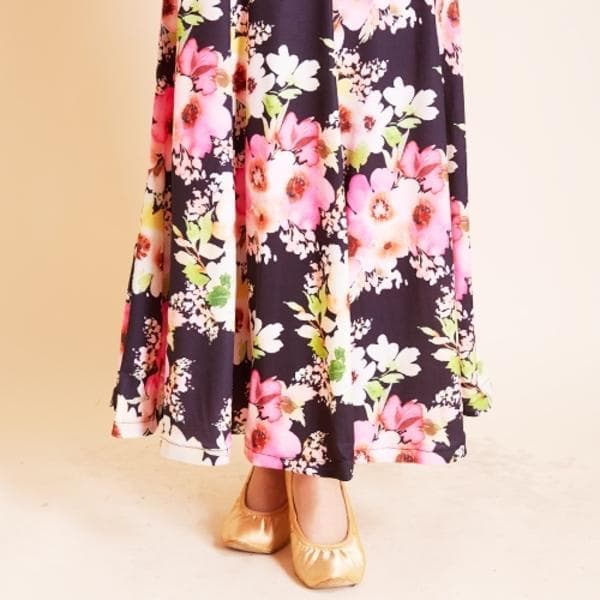 新品　社交ダンス　ロングワンピース　練習　パーティー 花柄 a130