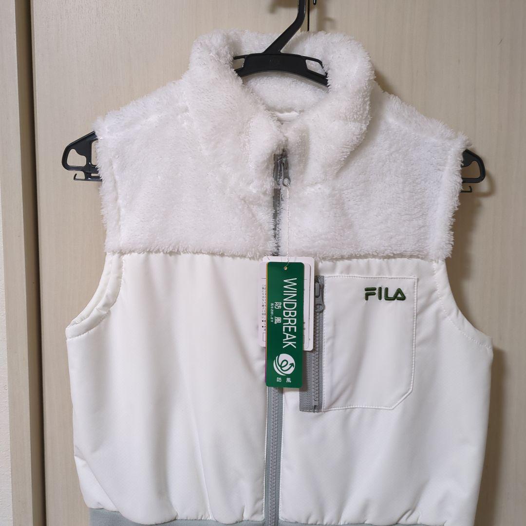 FILA ホワイト ベスト ファー襟付き