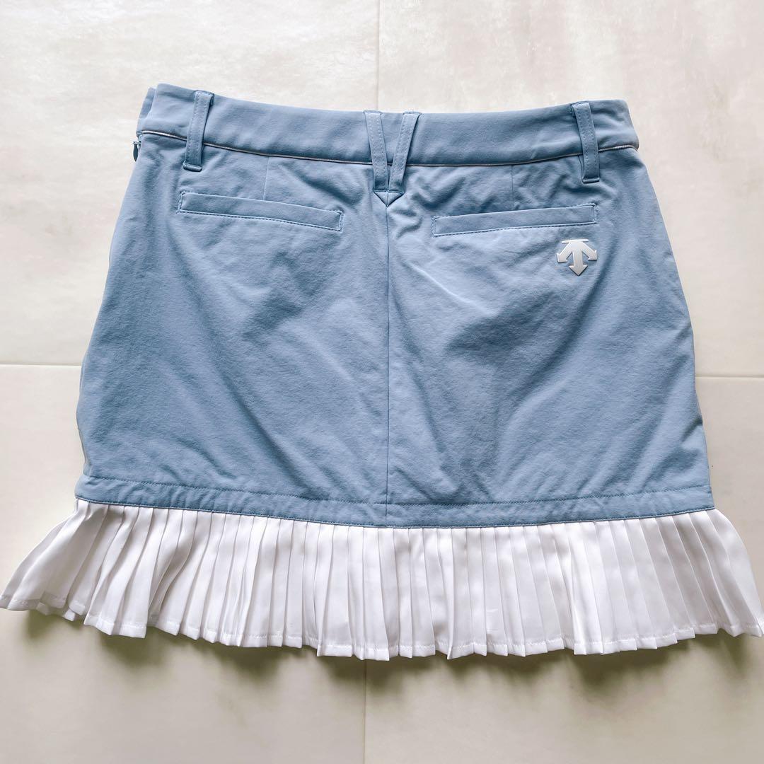 美品✨デサント ゴルフウェア セットアップ ニット キュロット プリーツ ロゴ入