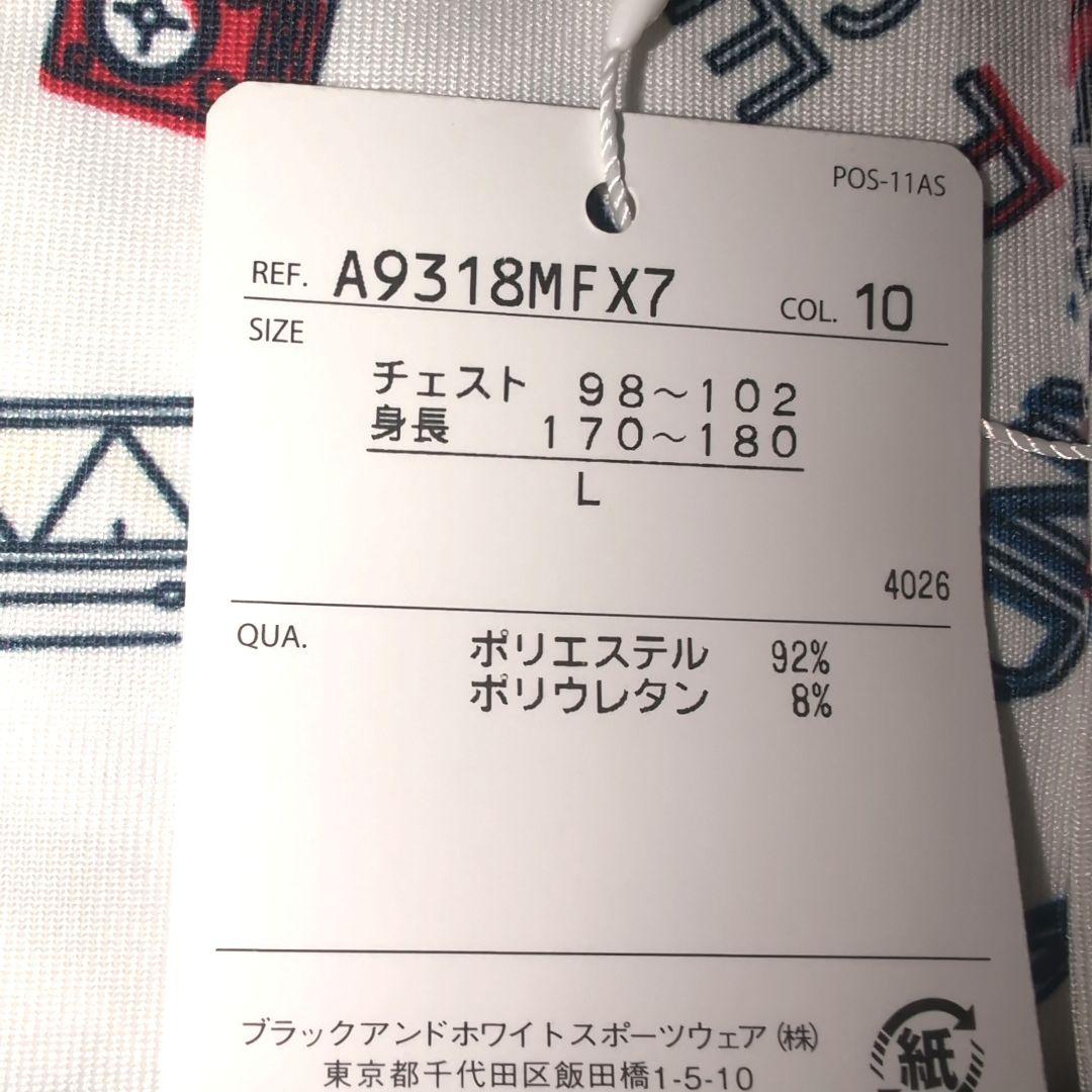 新品タグ付 アンパスィ ゴルフ ポロシャツ L 楽器柄 ストレッチ 吸汗速乾 白