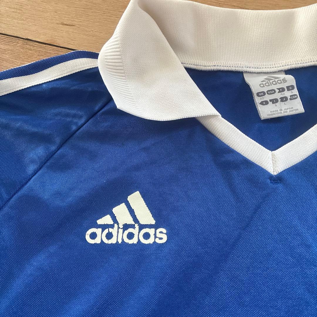 adidasトリコロールラインロングスリーブシャツL日本製