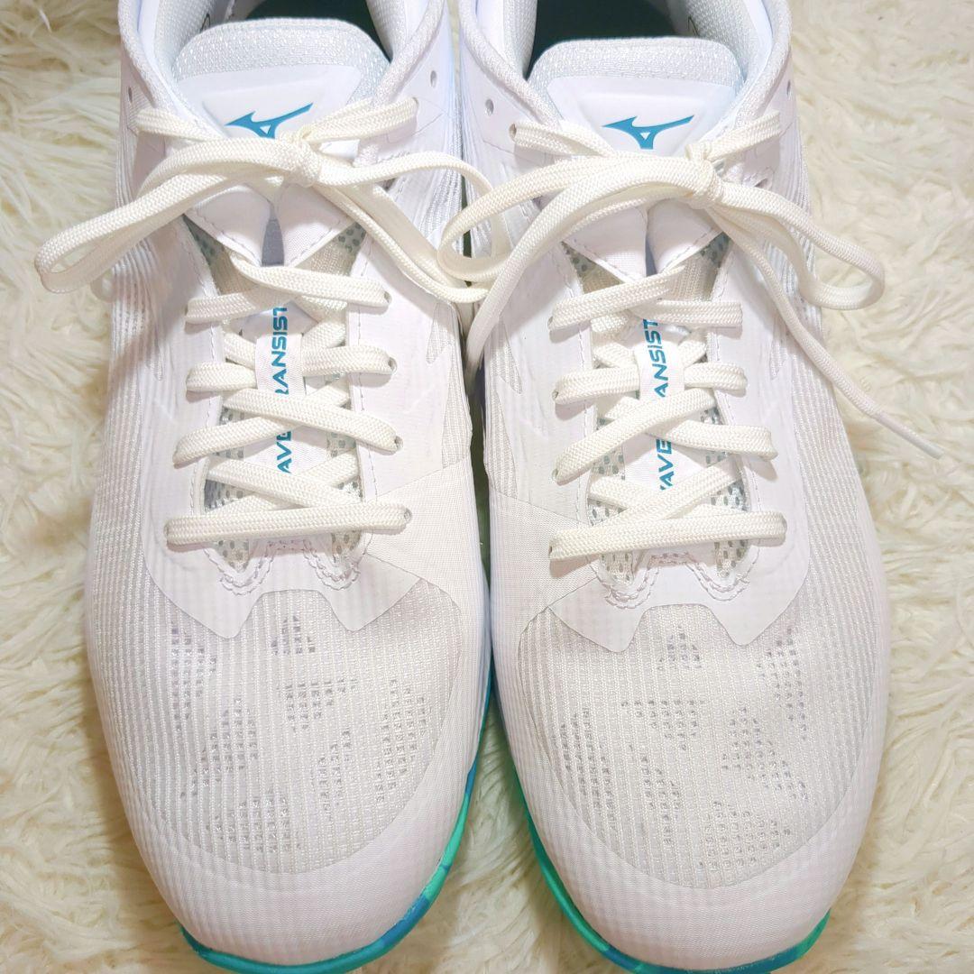 極美品 Mizuno 27cm ミズノ ウェーブトランジスタ バッシュ 白 緑