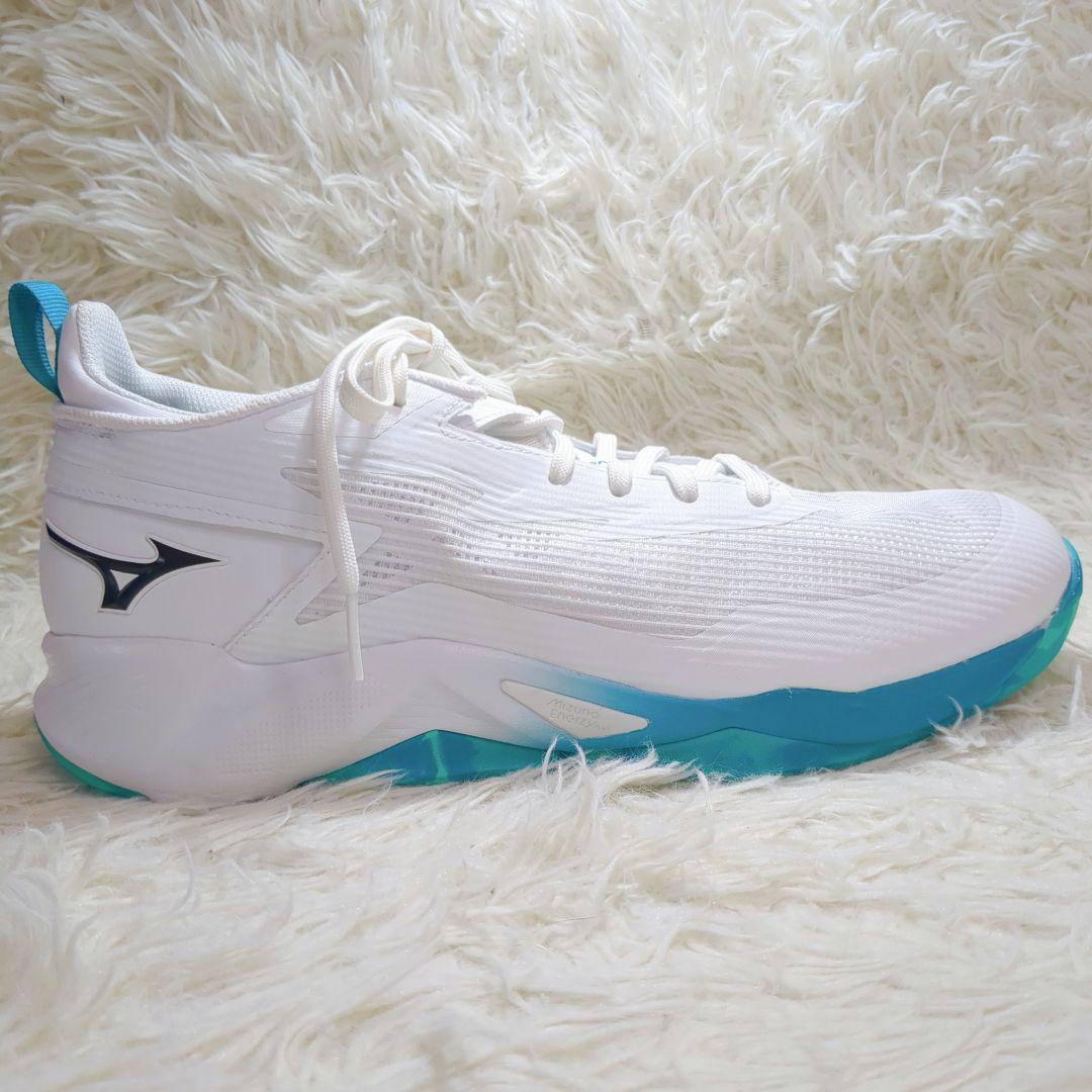 極美品 Mizuno 27cm ミズノ ウェーブトランジスタ バッシュ 白 緑