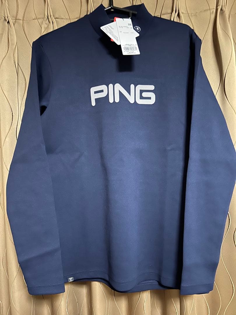 ✴︎✴︎新品未使用✴︎✴︎ PING ネイビー 長袖モックネック Mサイズ
