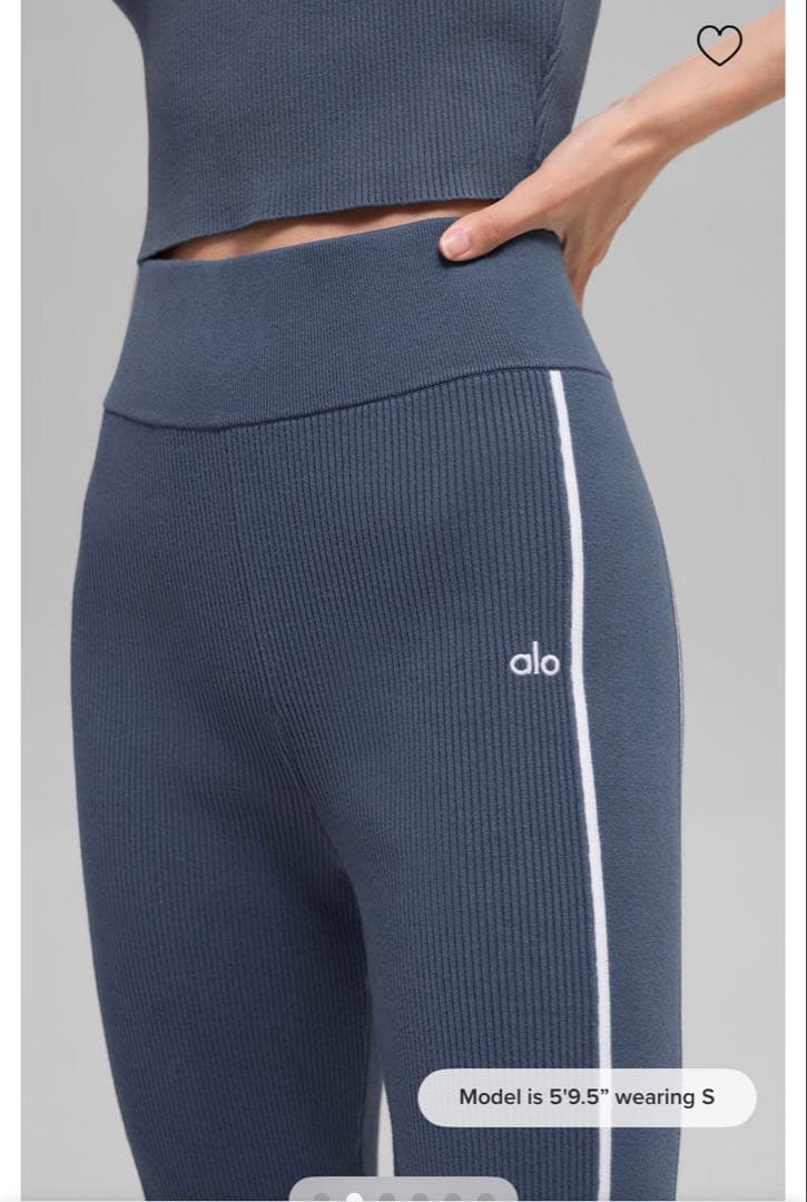 alo ニットフレアパンツ　bluestone/white XS