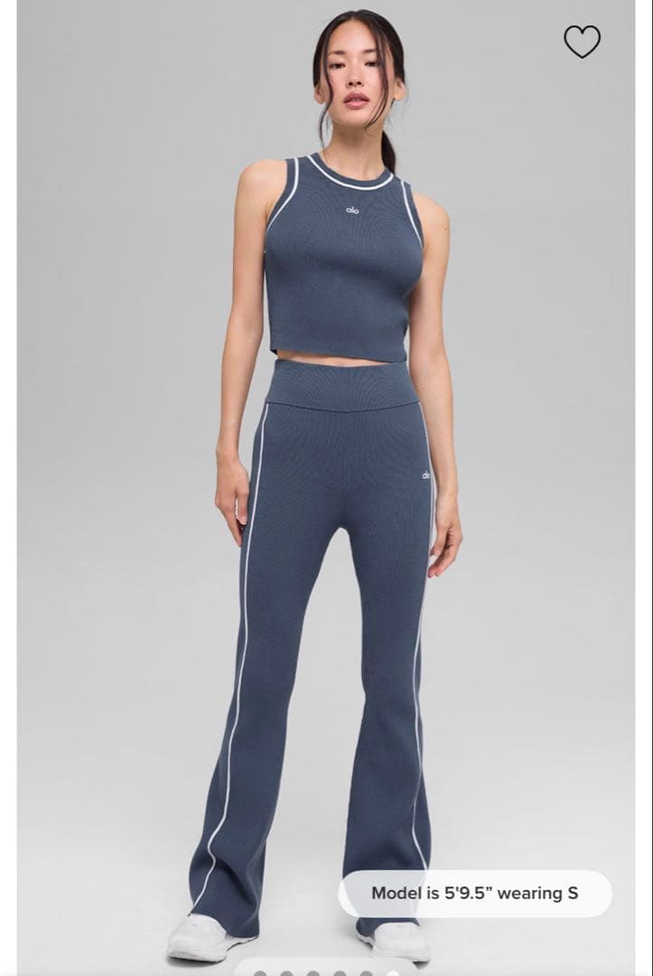 alo ニットフレアパンツ　bluestone/white XS