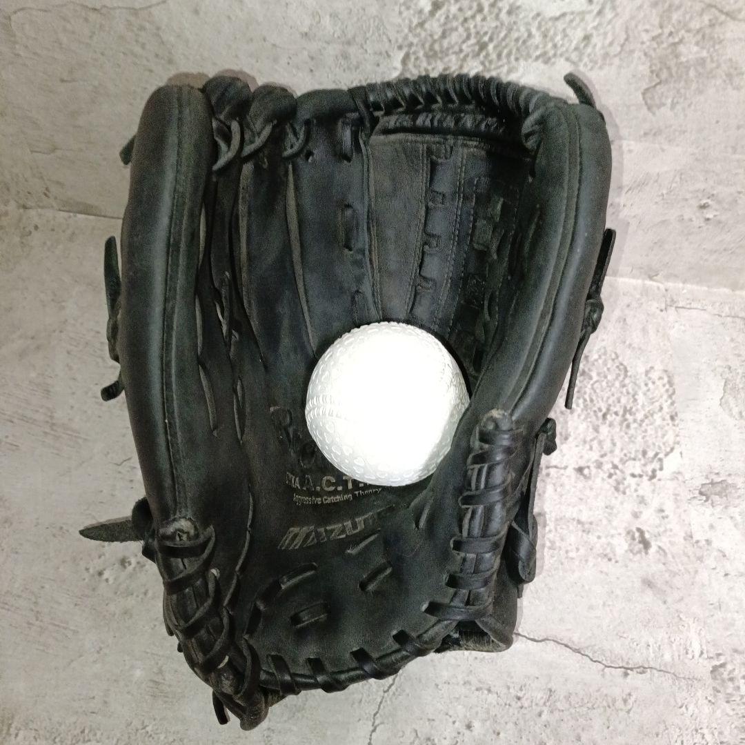 ミズノ ビューリーグ 左用軟式グローブ 旧Mラベル 青ビュー 黒