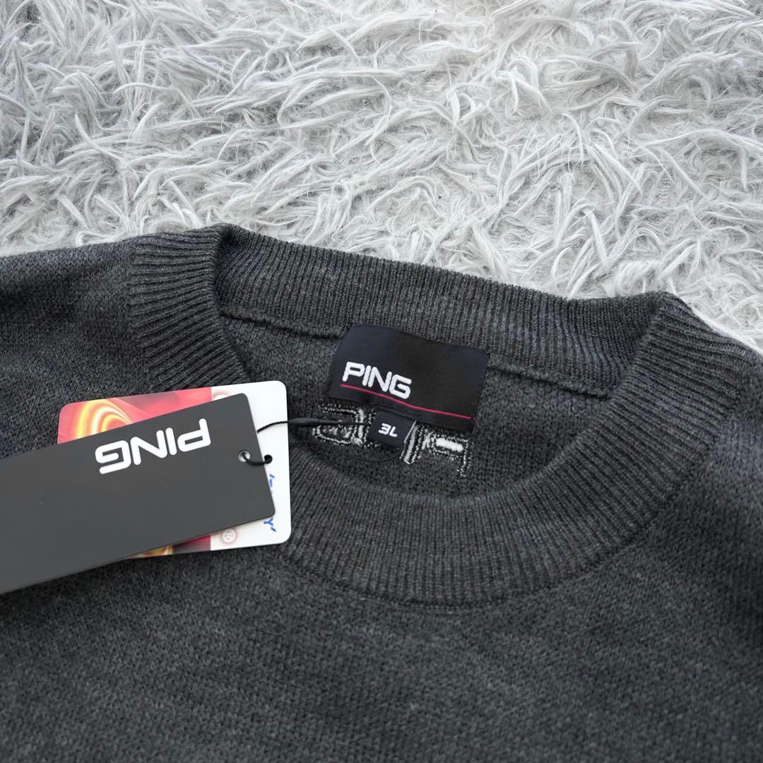 新品　PING ピン　ニット　セーター　クルーネック　ダークグレー　3Lサイズ