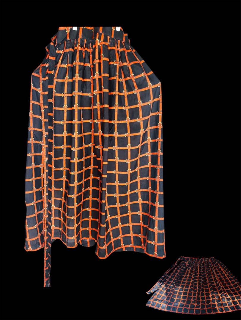 【未使用】HERMES エルメス 巻きスカート ベルト柄 シルク混 断捨離