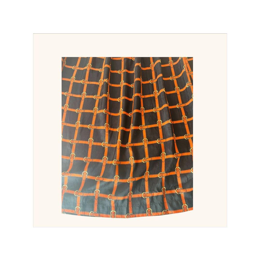 【未使用】HERMES エルメス 巻きスカート ベルト柄 シルク混 断捨離