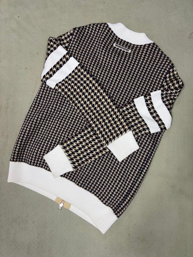 （美品）パーリーゲイツ、チェック柄、ニット素材、シップパーカー、サイズ0