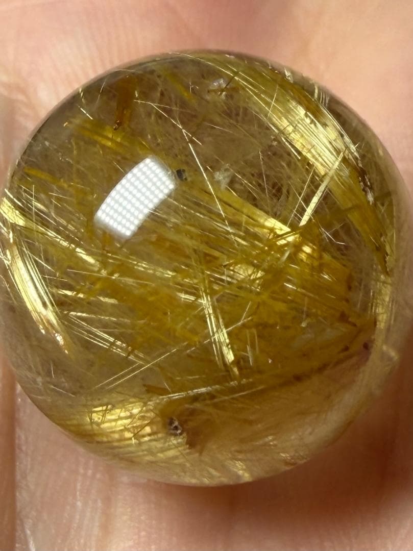 金運アップ◇ゴールドルチルクォーツ◇丸玉　約19.7㎜