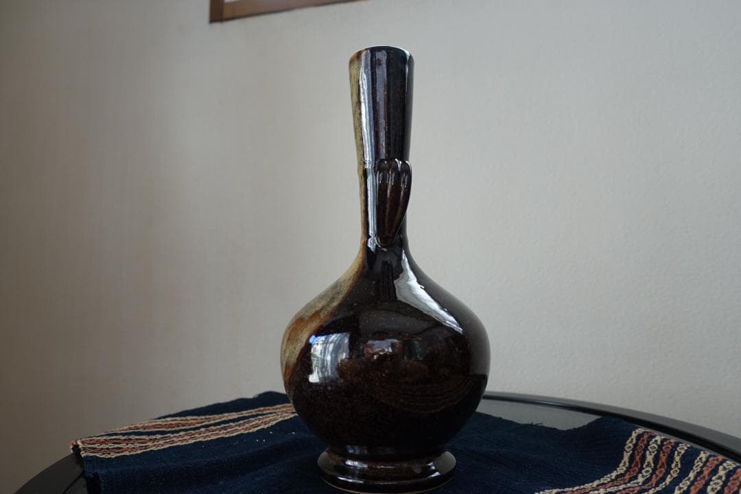 223 花瓶　笹耳付　膳所焼き SOUVENIR