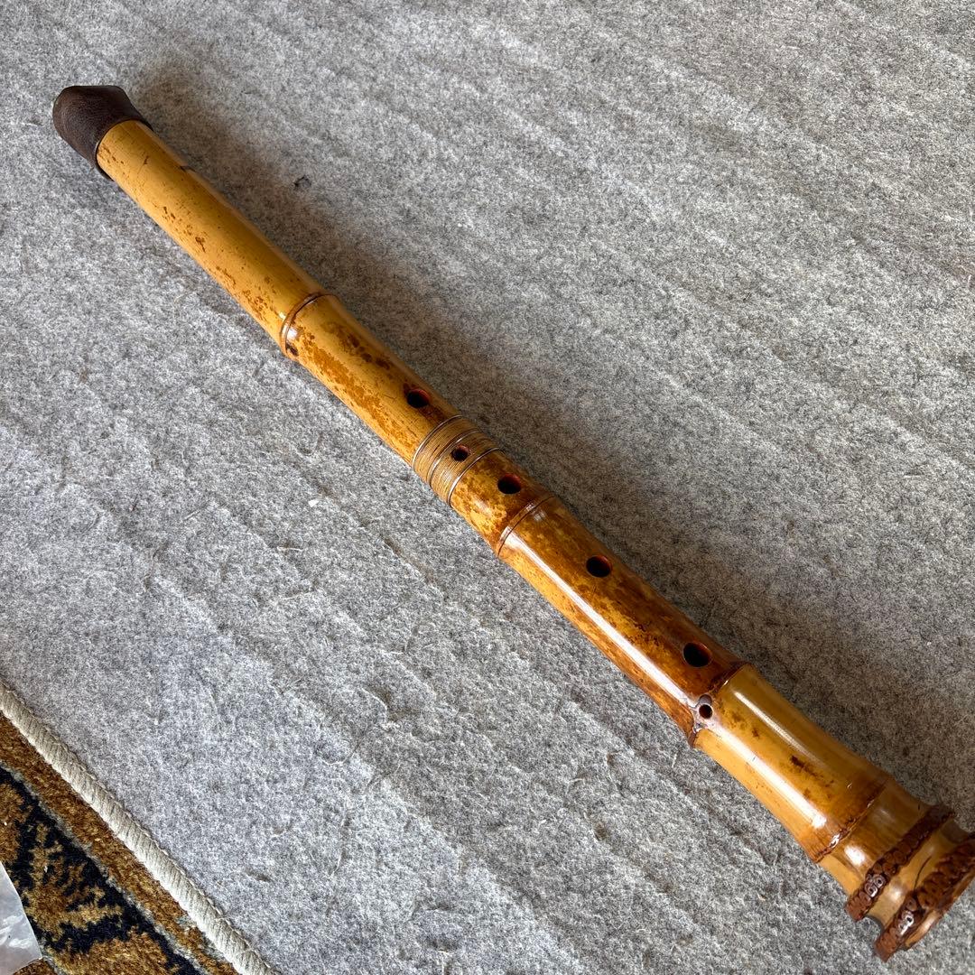 254尺八　真山銘⭐️一尺九寸管　歌口金巻き真山銘ニ印