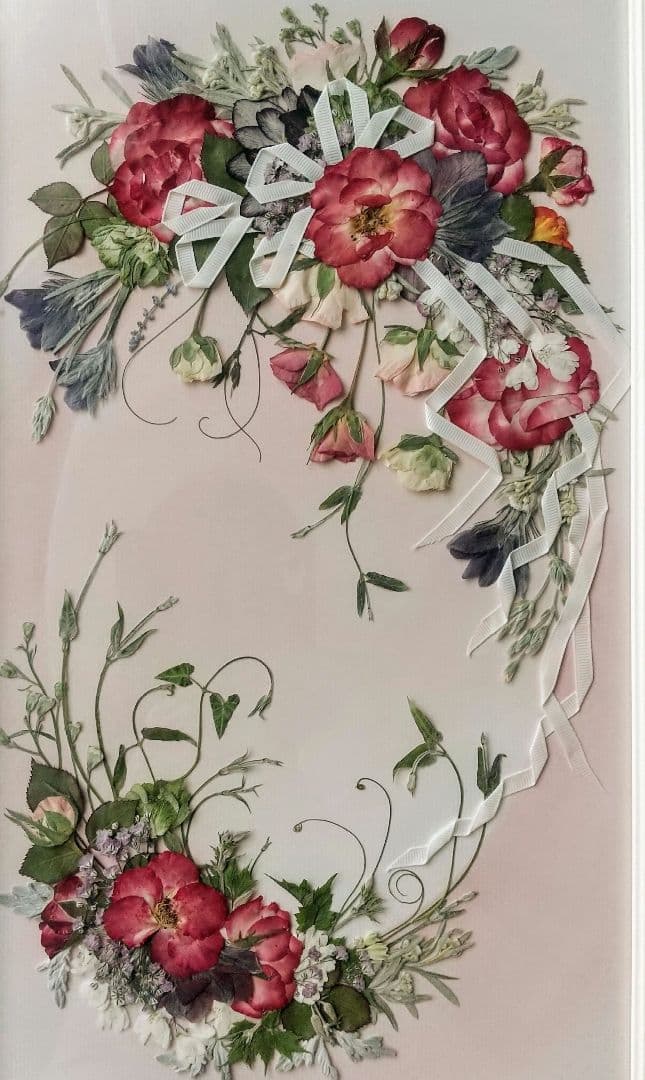 押し花アート〜クレッセントブーケ〜押し花額 絵画 インテリア雑貨 額装 花の絵