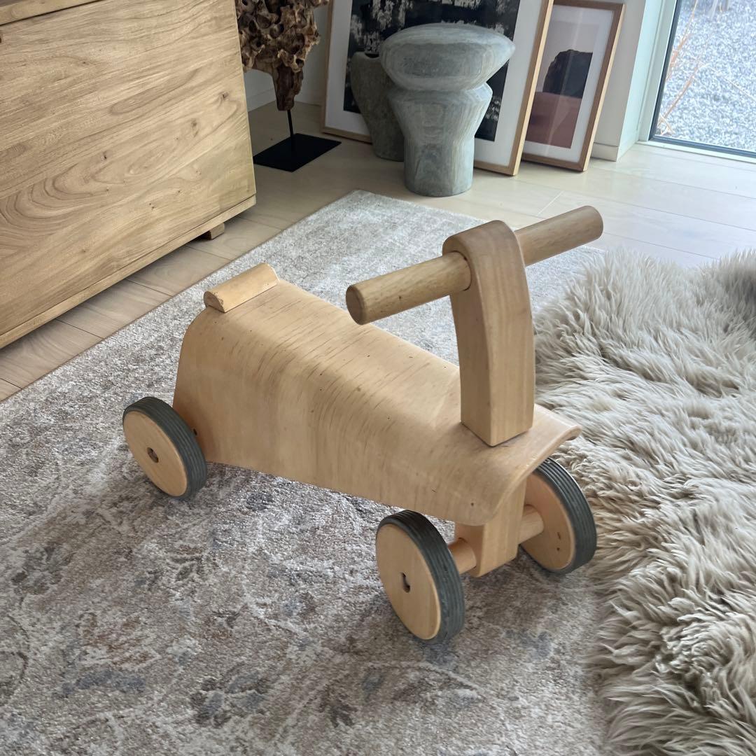無印良品 四輪車 木製 室内用 三輪車 乗用 ナチュナル 良品 廃盤品 子供