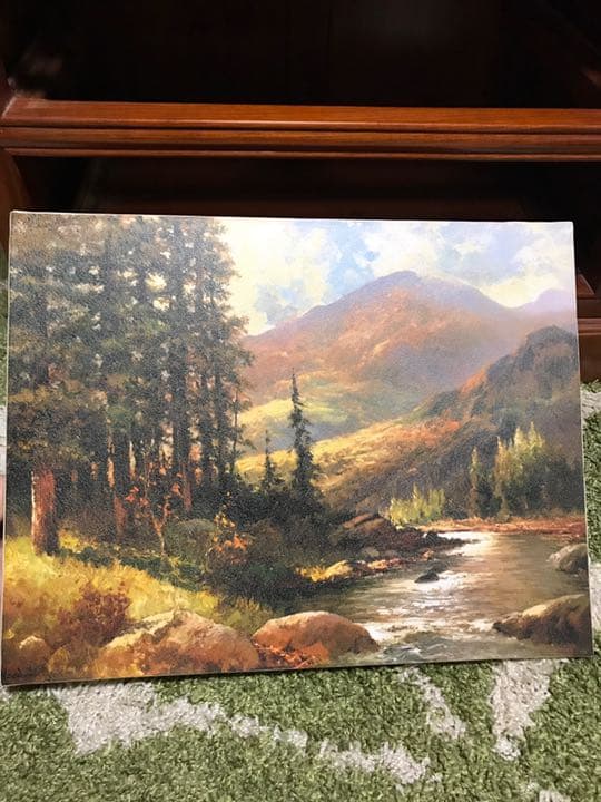 世界の名画　ロバート・ウッド作　山と川の風景