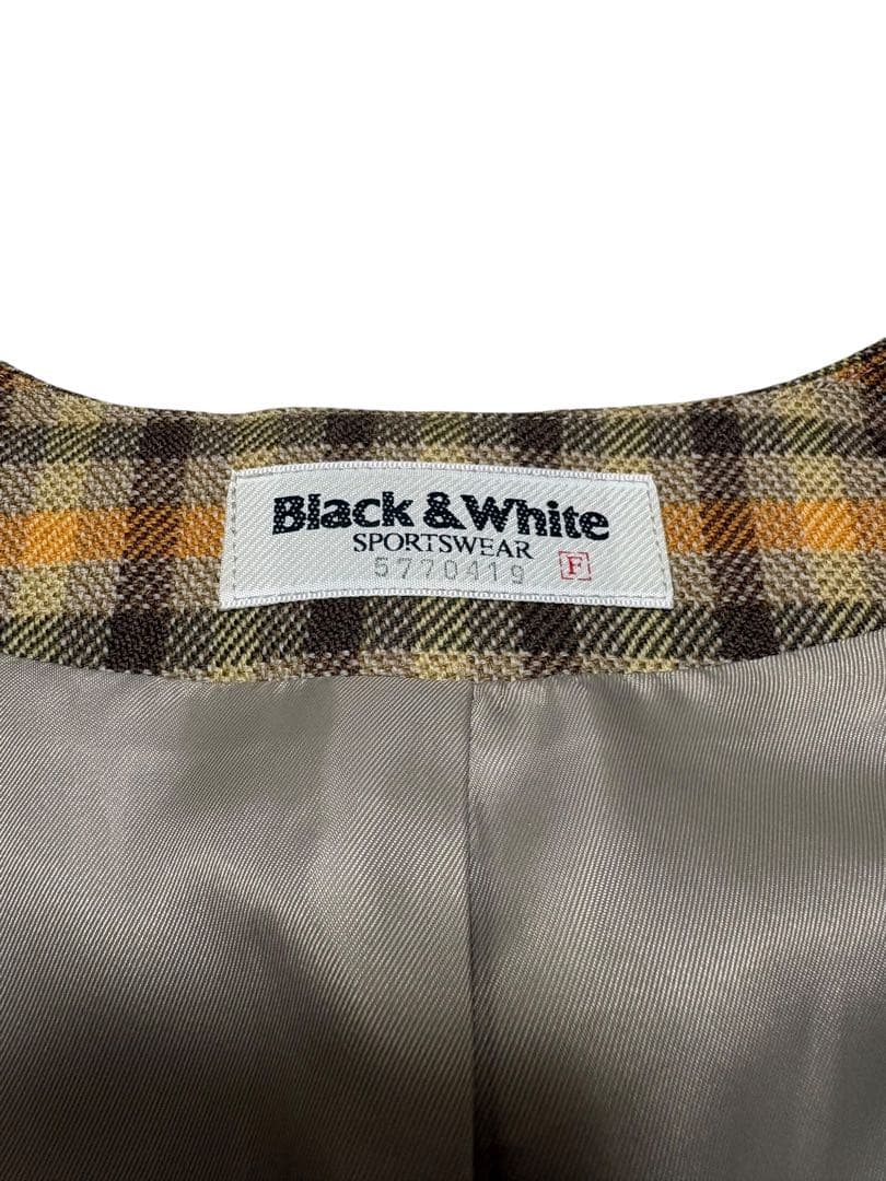 美品 Black & White レディース ベスト チェック イエロー ゴルフ