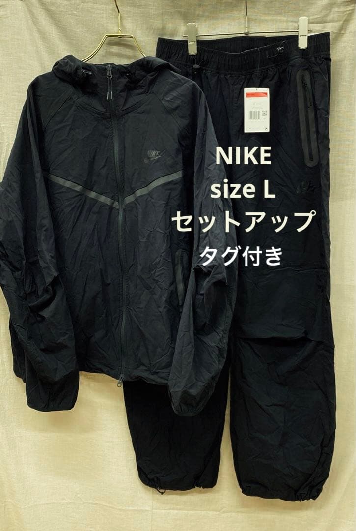 i237♪ 新品　NIKE テックウーブンジャケットセットアップ　ブラック　L