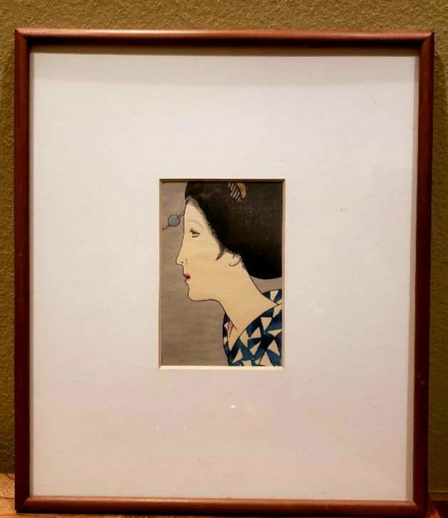 竹久夢二　手刷木版画　「女の夏姿（浴衣の女）」　岡山県夢二郷土美術館監修