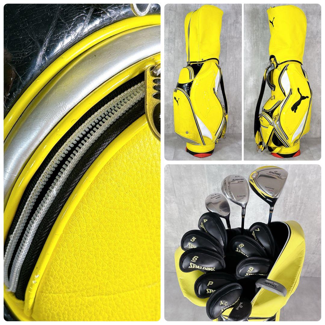 T734 SPALDING ゴルフクラブ メンズ フルセット 14点 プーマ 黄