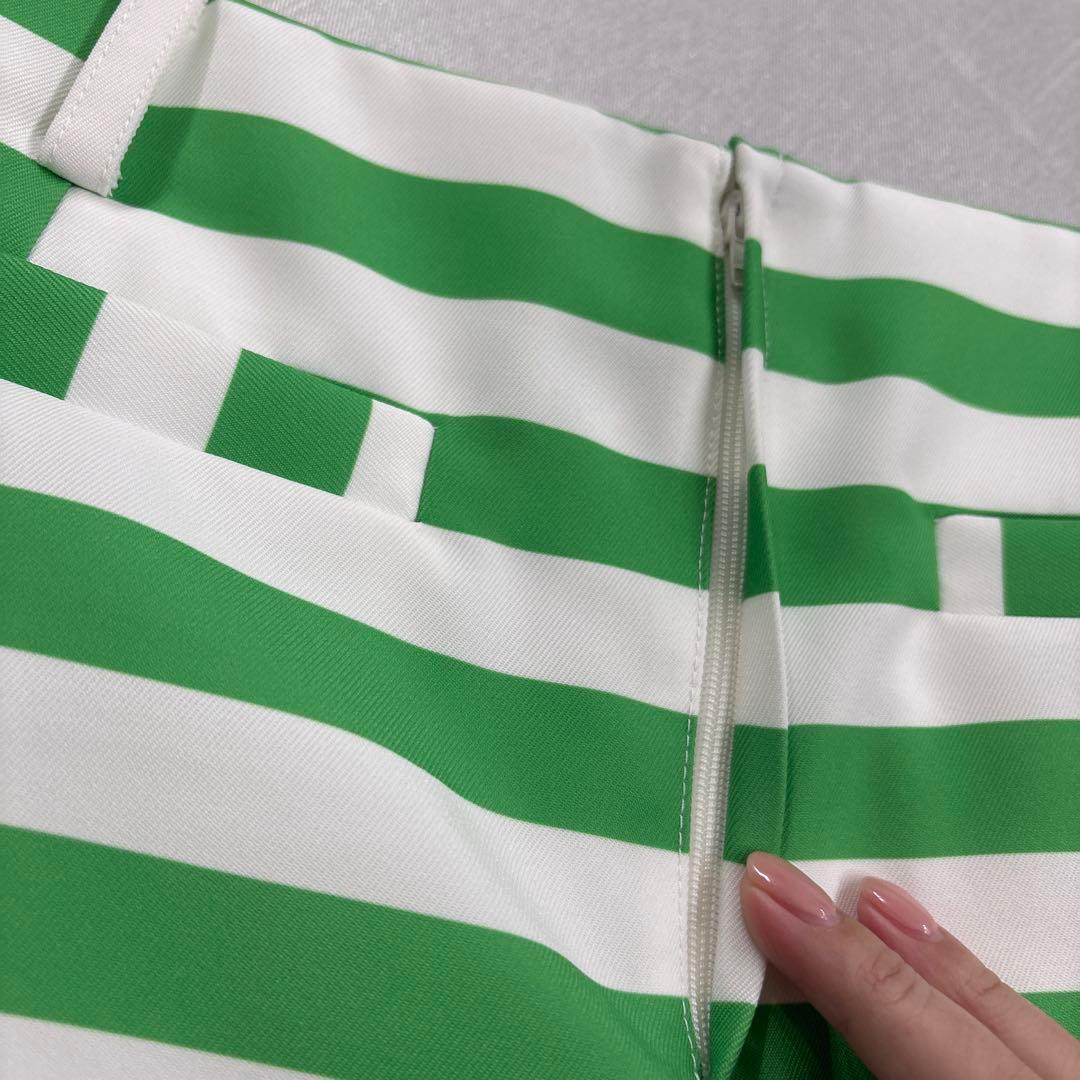 38 ARCHIVIO グリーン　切替ボーダースカート
