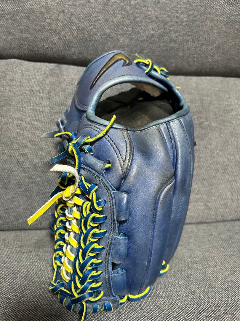NIKE 硬式グローブ 青 nike pro 2005 激レア 紐交換 中古