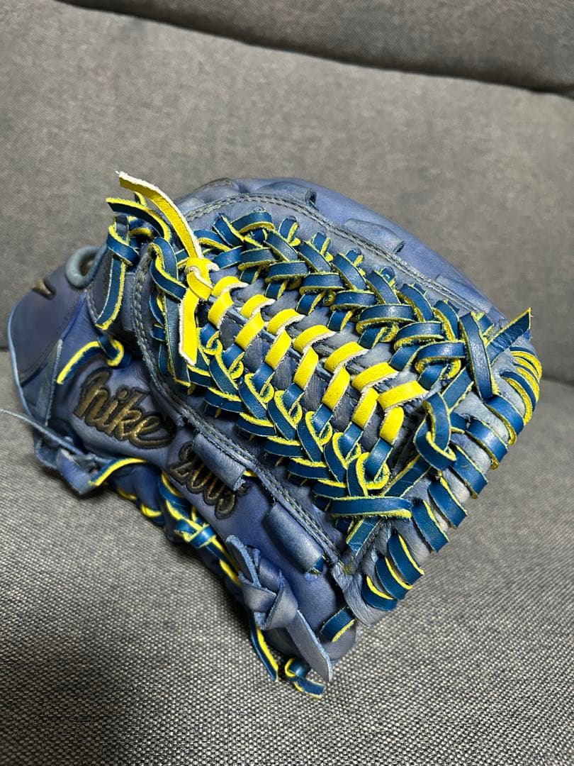 NIKE 硬式グローブ 青 nike pro 2005 激レア 紐交換 中古
