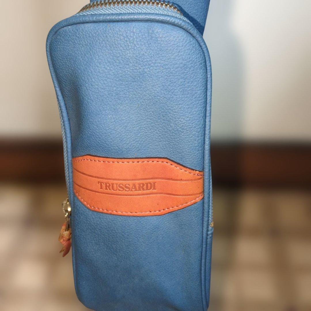 TRUSSARDI ゴルフバッグ 青 キャンバス　↘