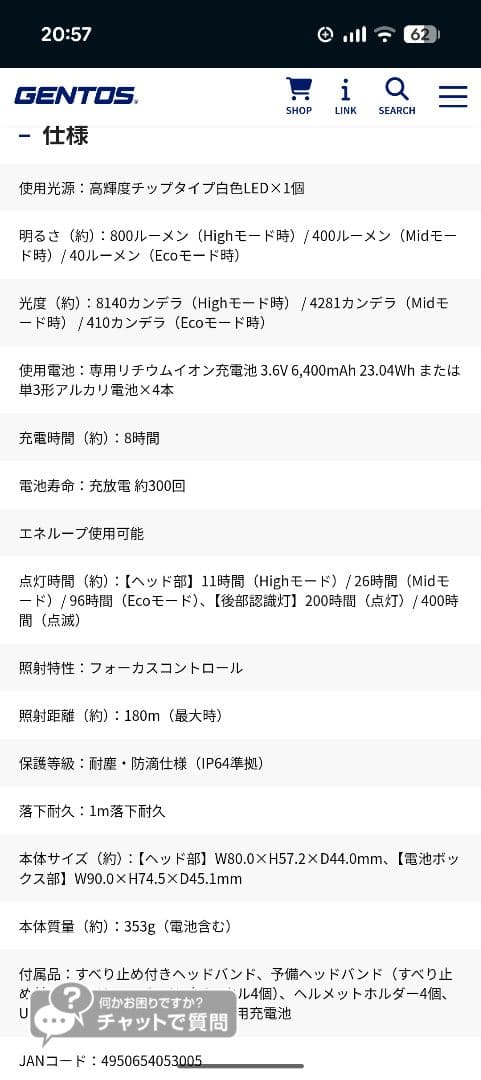 GENTOS HLP-2504 ヘッドランプ
