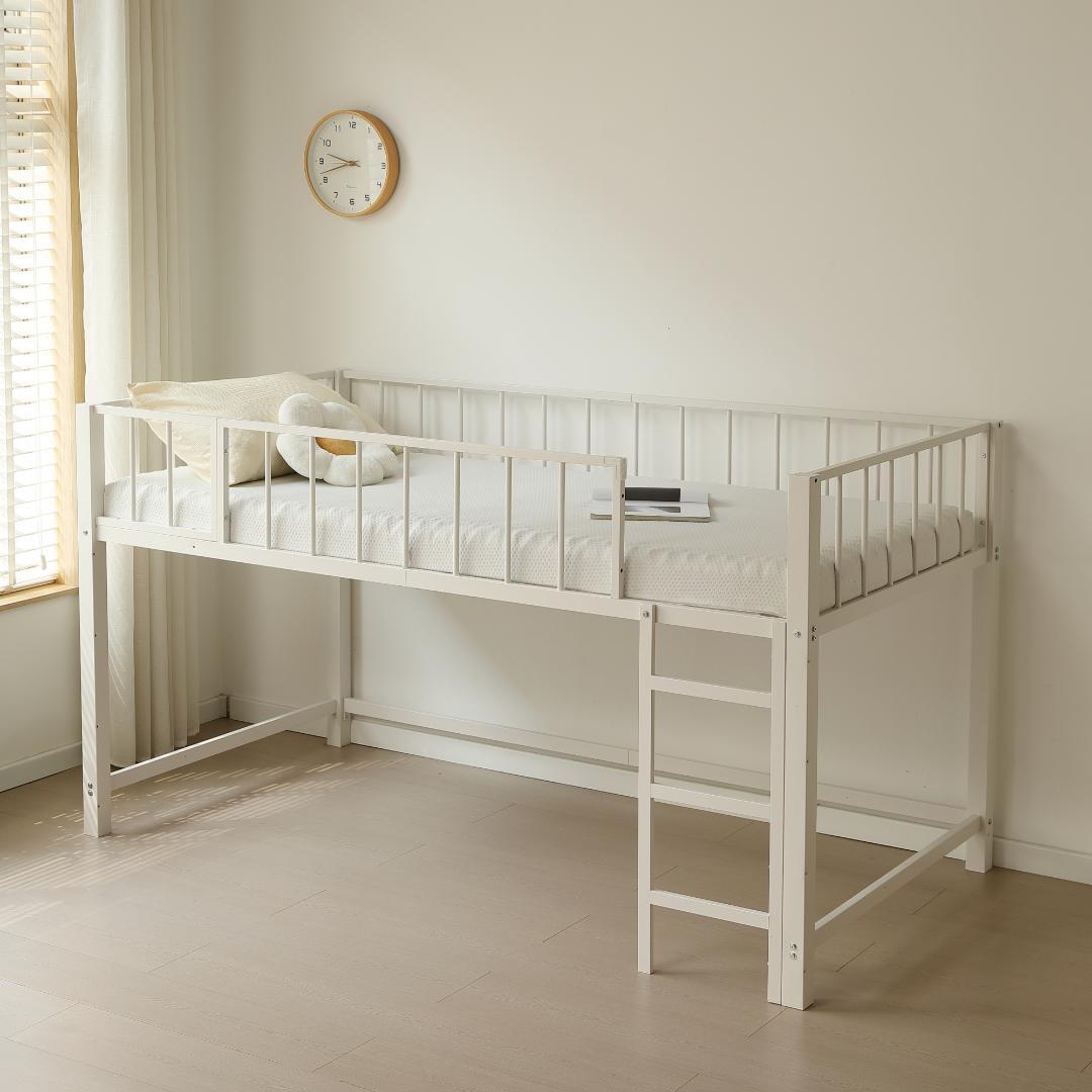 限定価格！ロフトベッド　スチール製　左右入れ替え　子供部屋に適用　WHITE