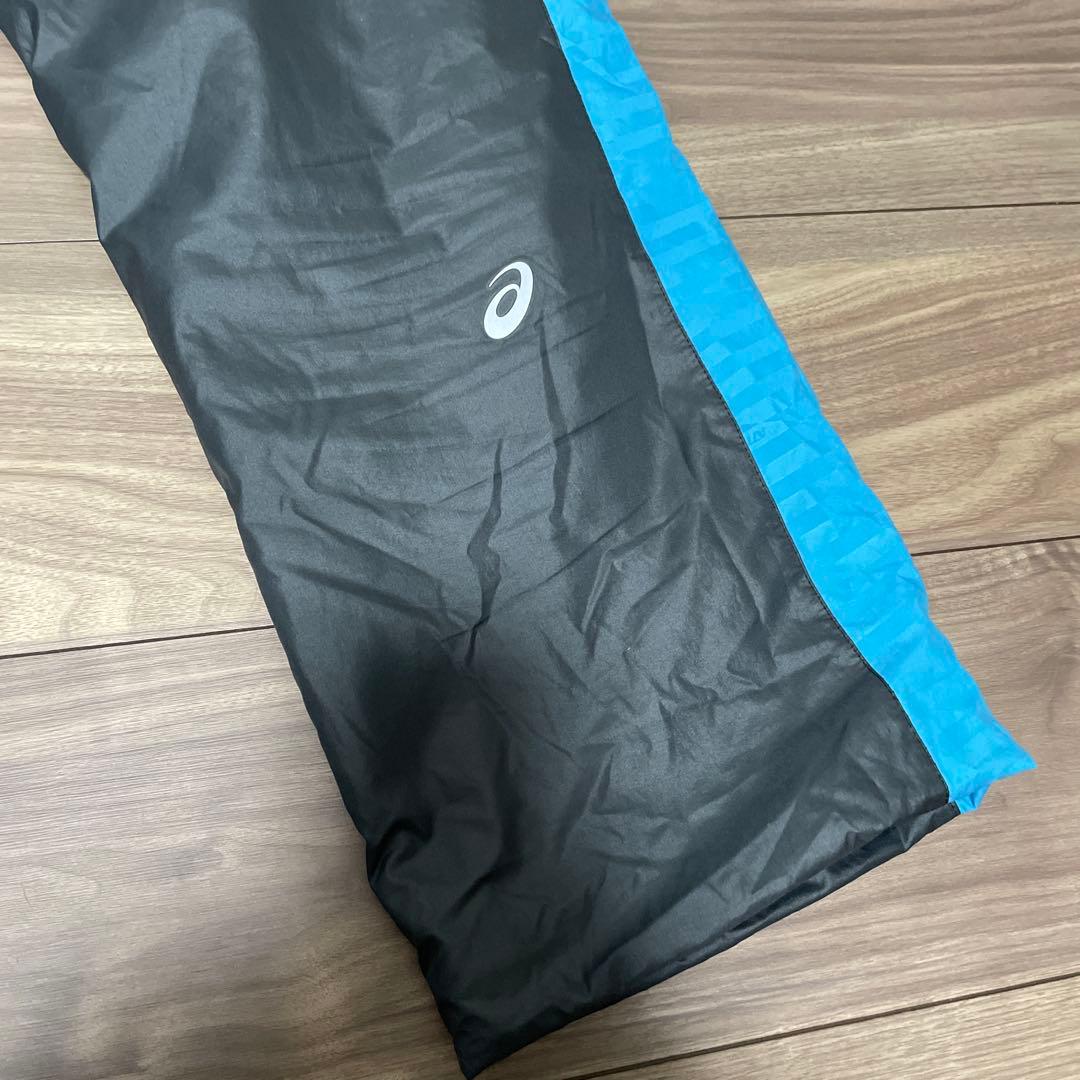 asics A77 ウインドブレーカー 上下セット グレー×ブルー Mサイズ