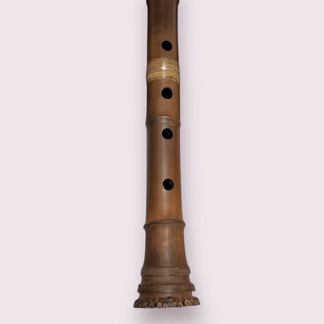 【美品】尺八 琴古流 一尺六寸管（田嶋撰・竹勇 銘）銀縁唄口