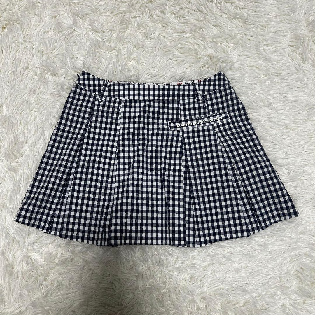 マスターバニーエディション リネン スカート ゴルフウェア ロゴ刺繍 チェック